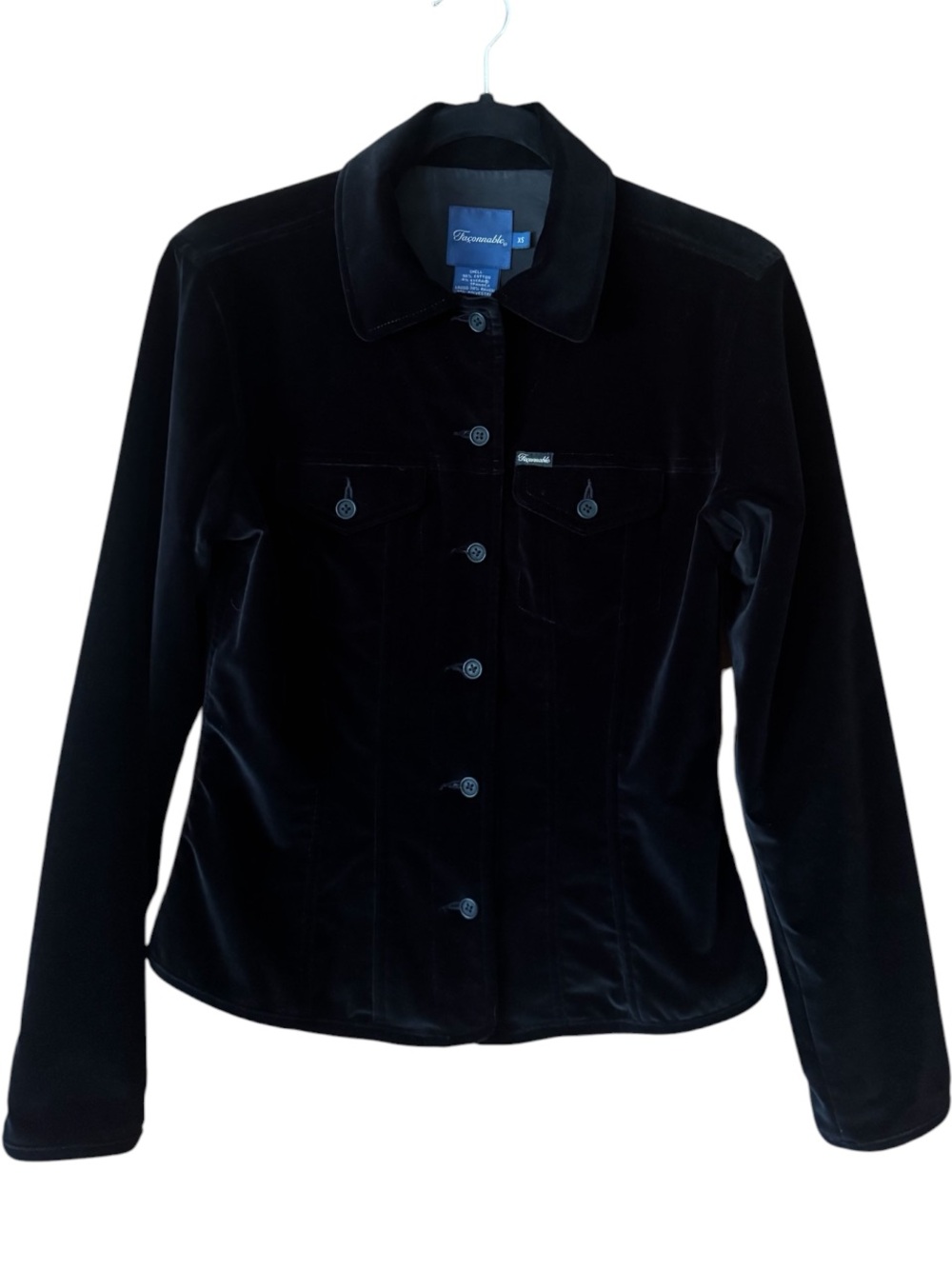 Black Velvet Blazer XS Tailored Jacket French Chic Quiet Luxury EUC